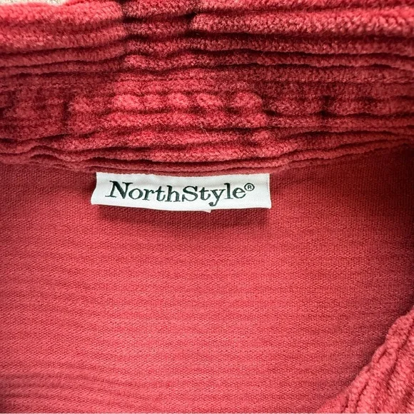 NorthStyle Corduroy Button Front Shirt Deep Red Size Medium - Picture 3 of 12